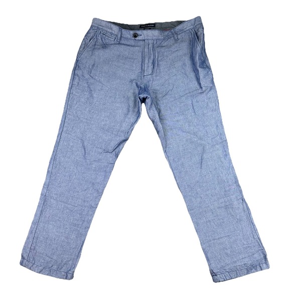 Tommy Hilfiger Other - Tommy Hilfiger Slim Fit Men's Linen Blend Chinos Sz 36W/30L Light Blue